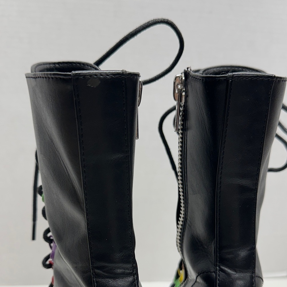 Dolls Kill Club Exx Rainbow Platform Boots Lace Up Heeled Boots Colorful Size 6 - Picture 4 of 12